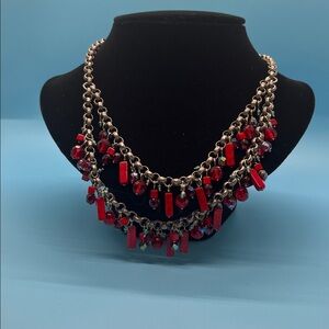 #NLA22 Chico’s Red Beaded Statement Necklace